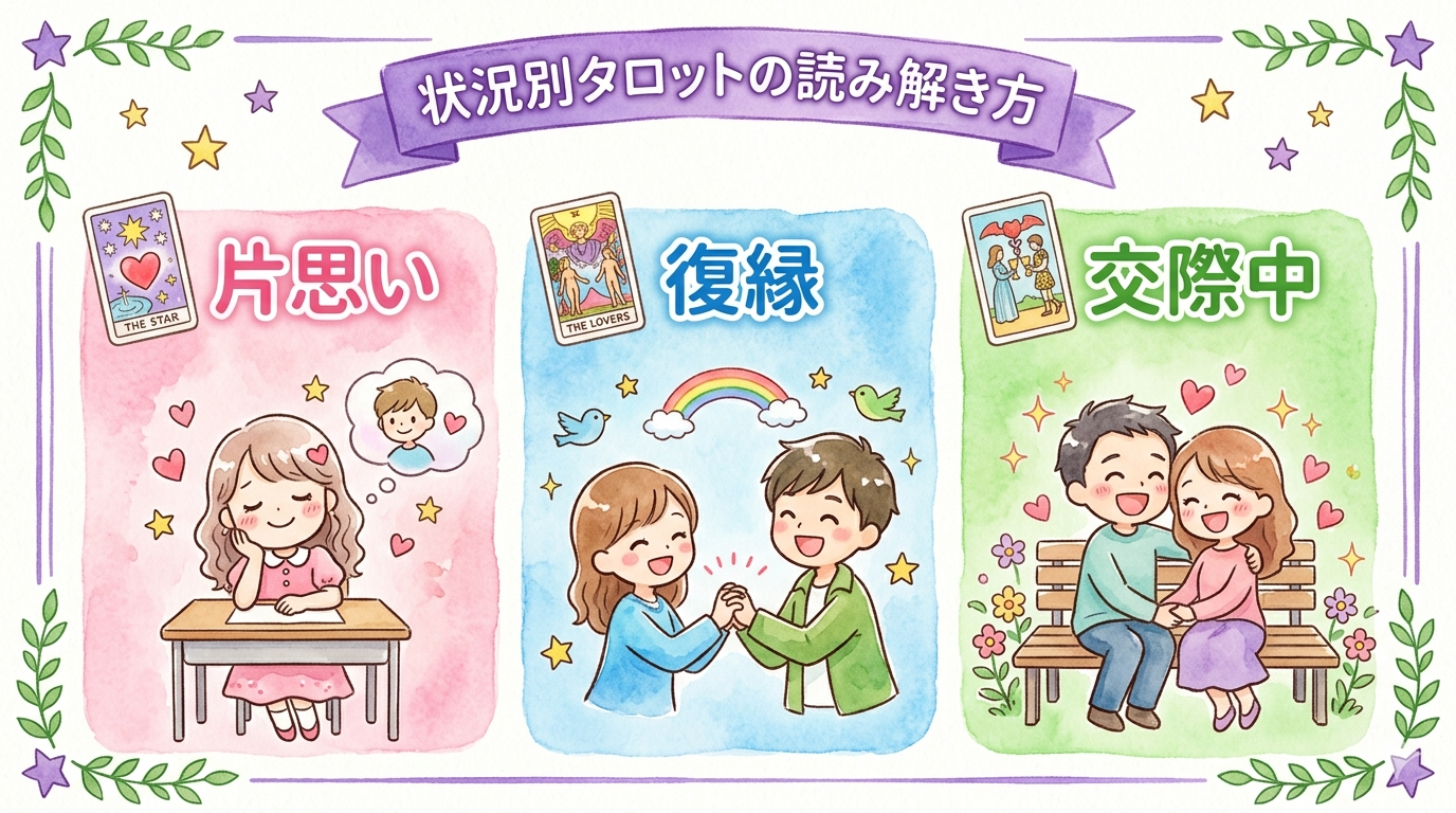 片思い・復縁・交際中の状況別タロットの読み解き方