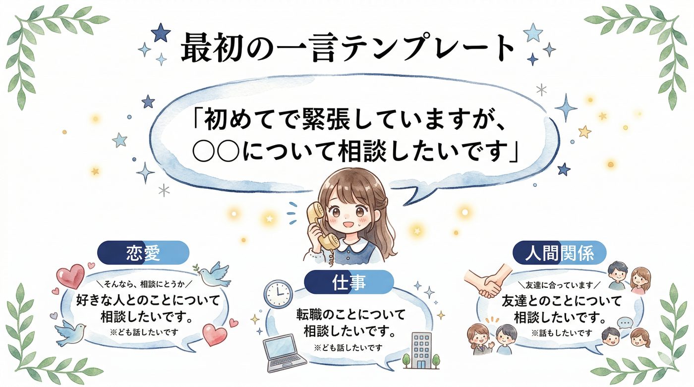 初めての電話占い流れ図解6ステップ