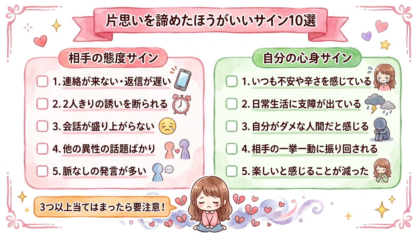 片思いを諦めたほうがいいサイン10選チェックリスト