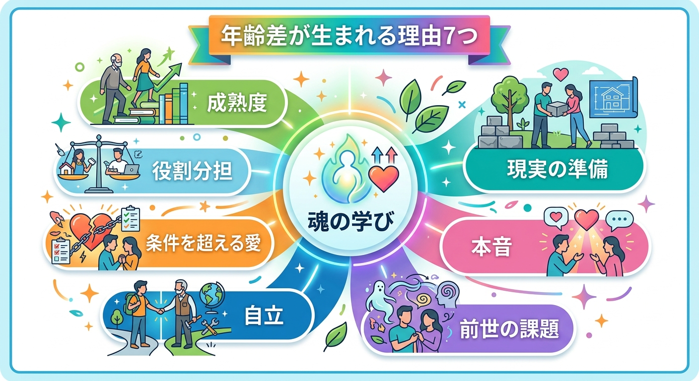 ツインレイに年齢差が生まれる理由7つの図解画像