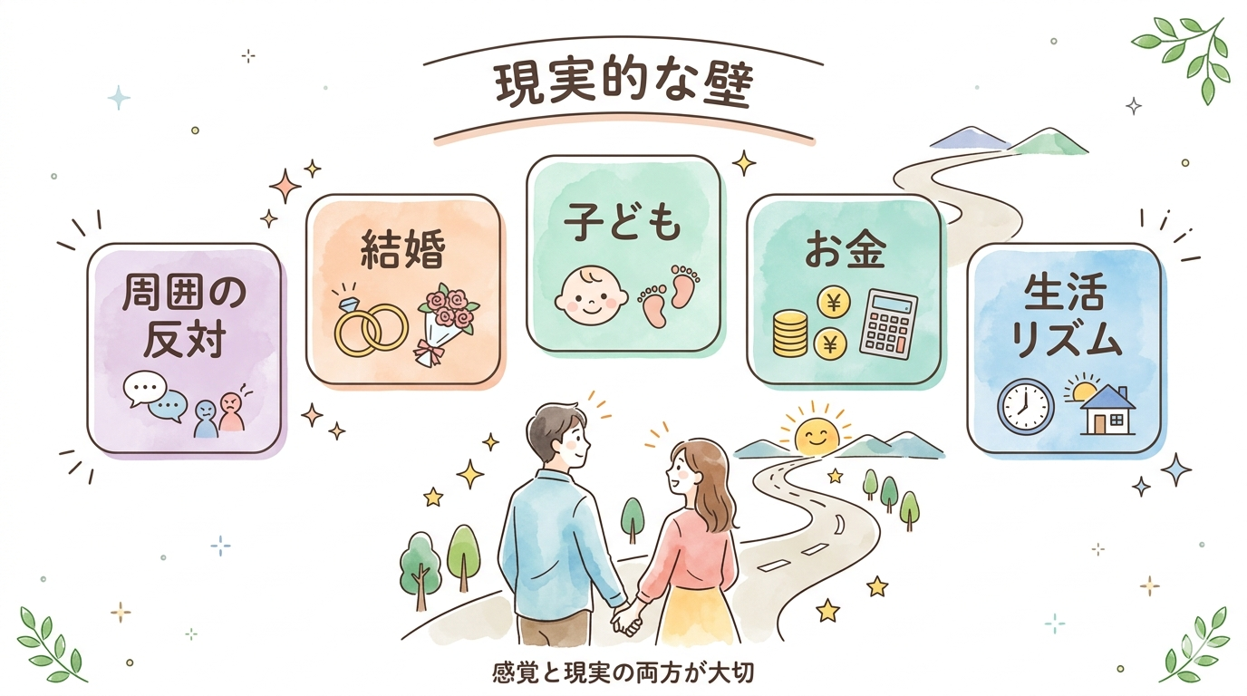 年齢差ツインレイがぶつかりやすい現実的な壁の図解画像