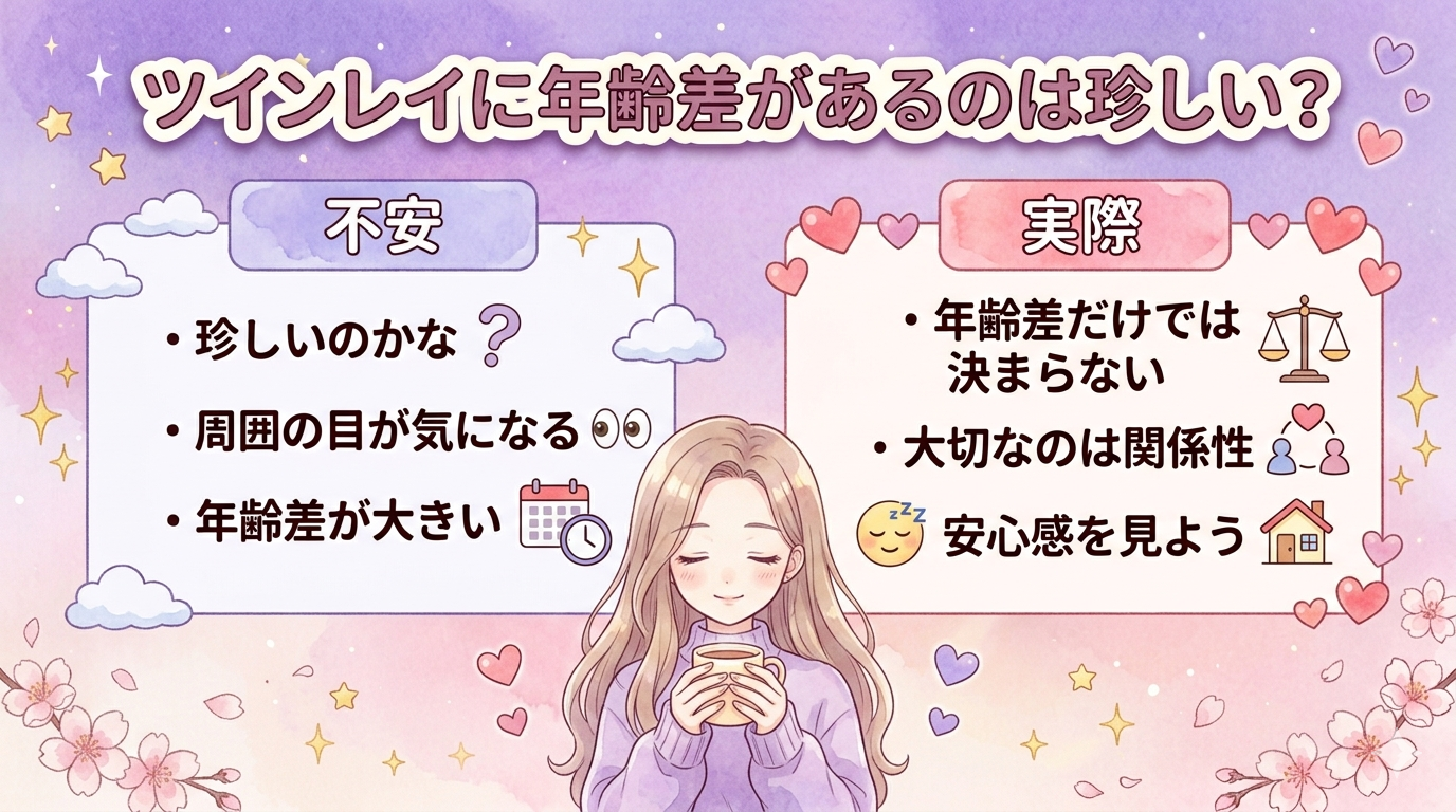 ツインレイに年齢差があるのは珍しいのかを解説する図解画像
