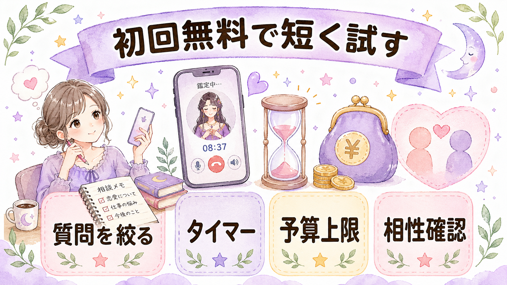 口コミと初回無料を使って安全に電話占いを試す