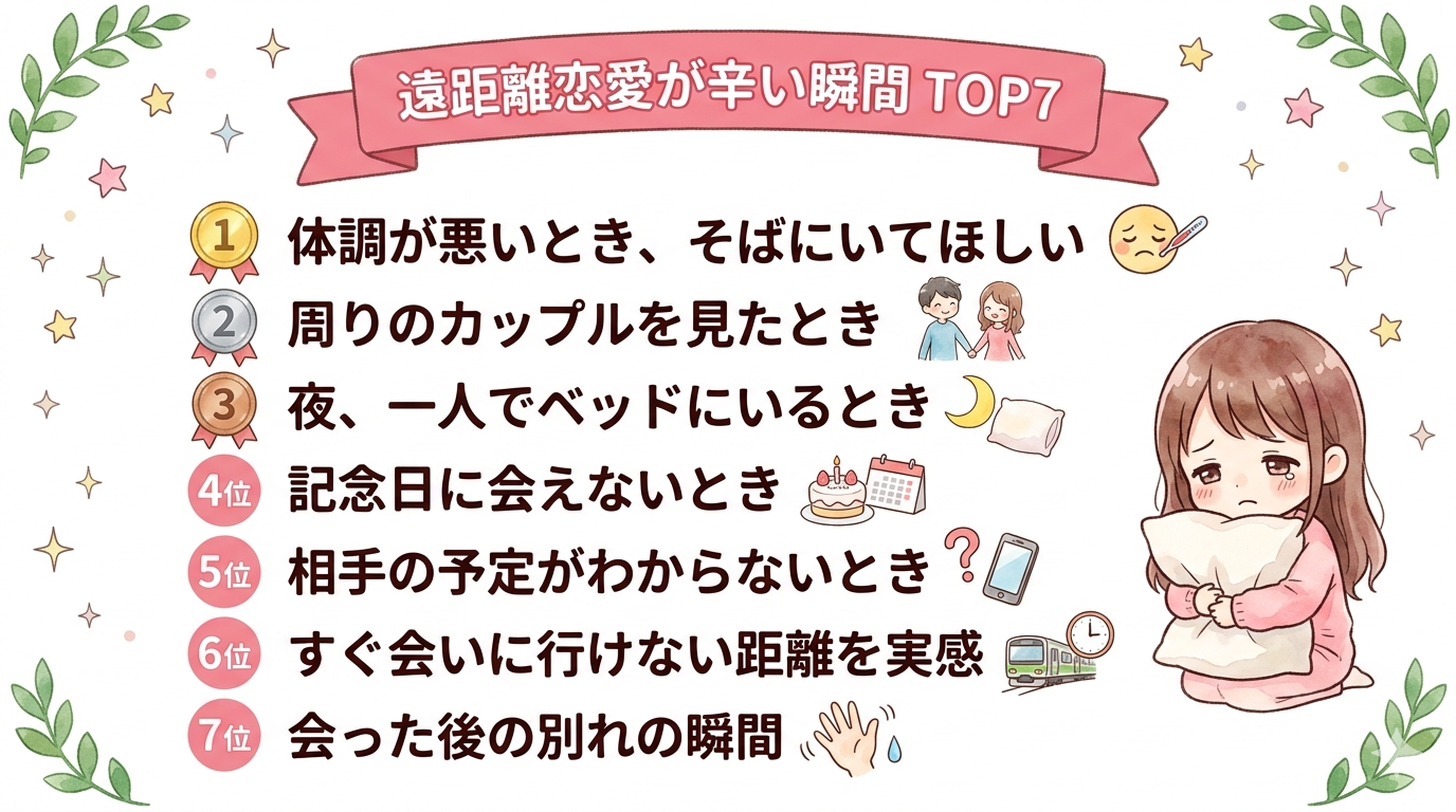 遠距離恋愛が辛い瞬間ランキングTOP7