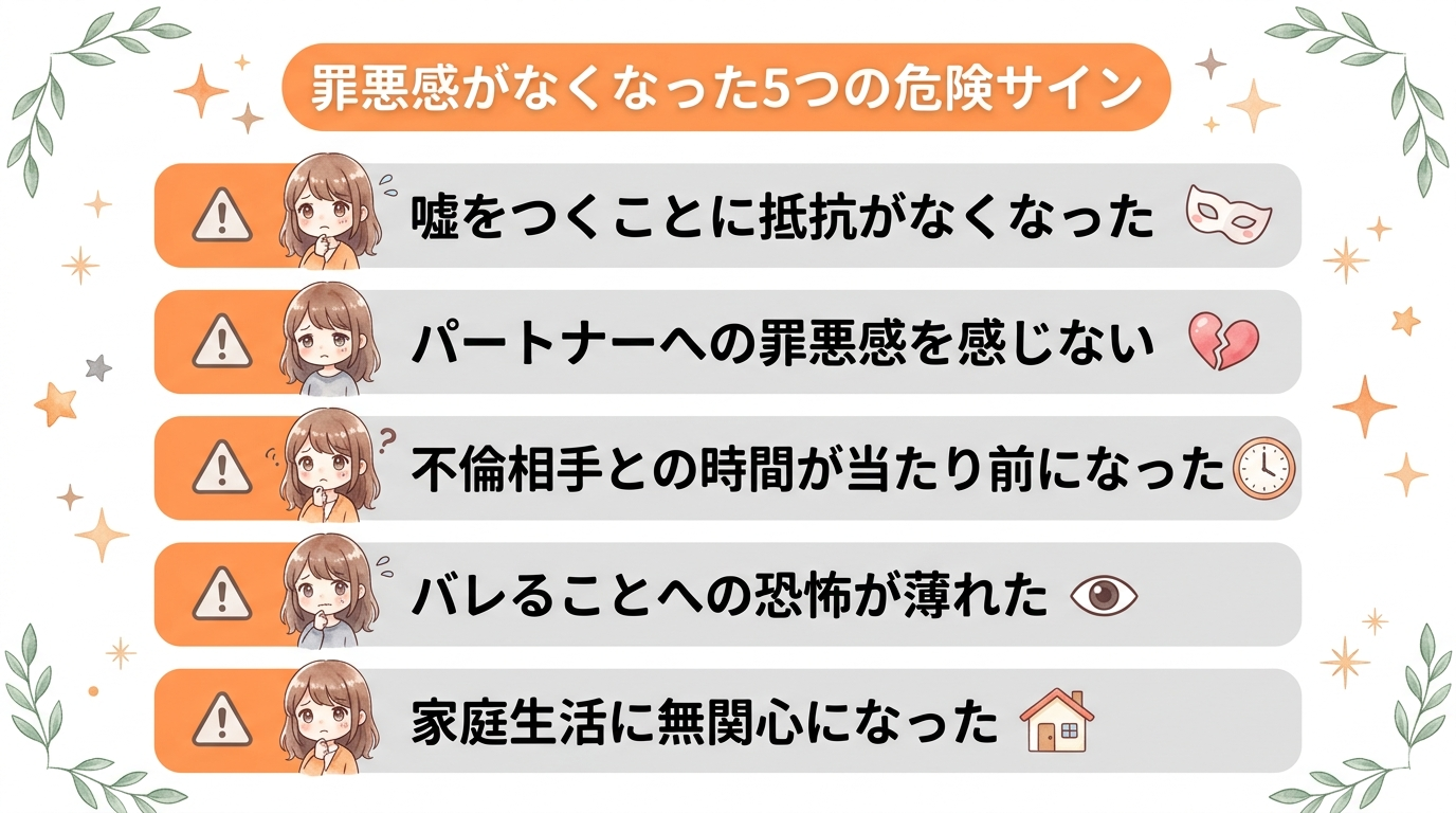 不倫の罪悪感がなくなった5つの危険サイン