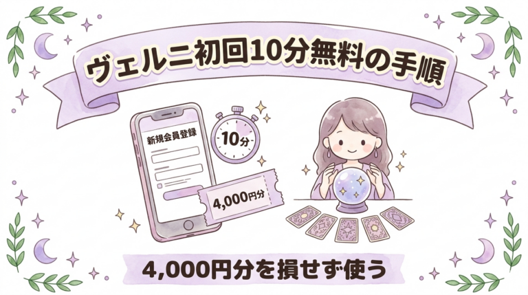 ヴェルニ初回10分無料の手順｜4,000円分特典を損せず使う登録・鑑定の流れ
