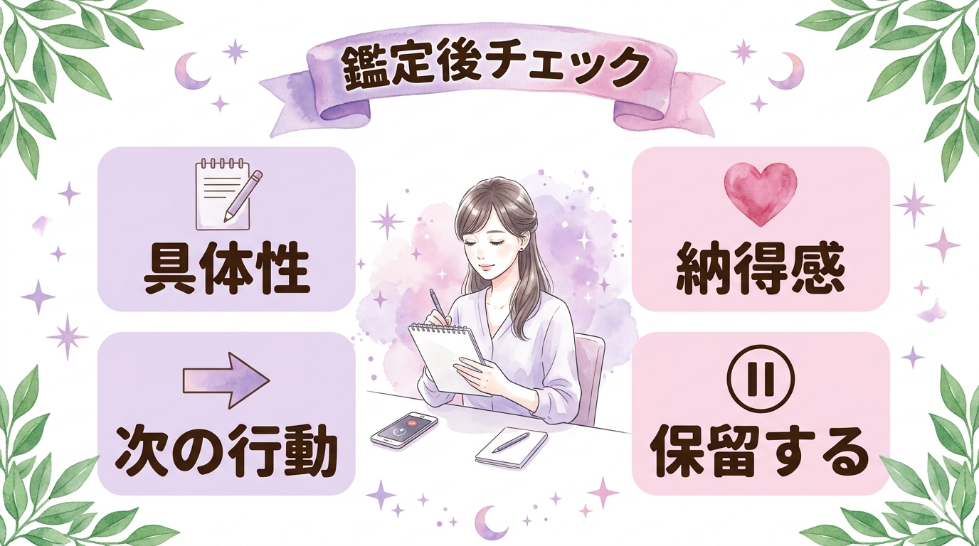 電話占いの鑑定後に確認する判断軸のイラスト