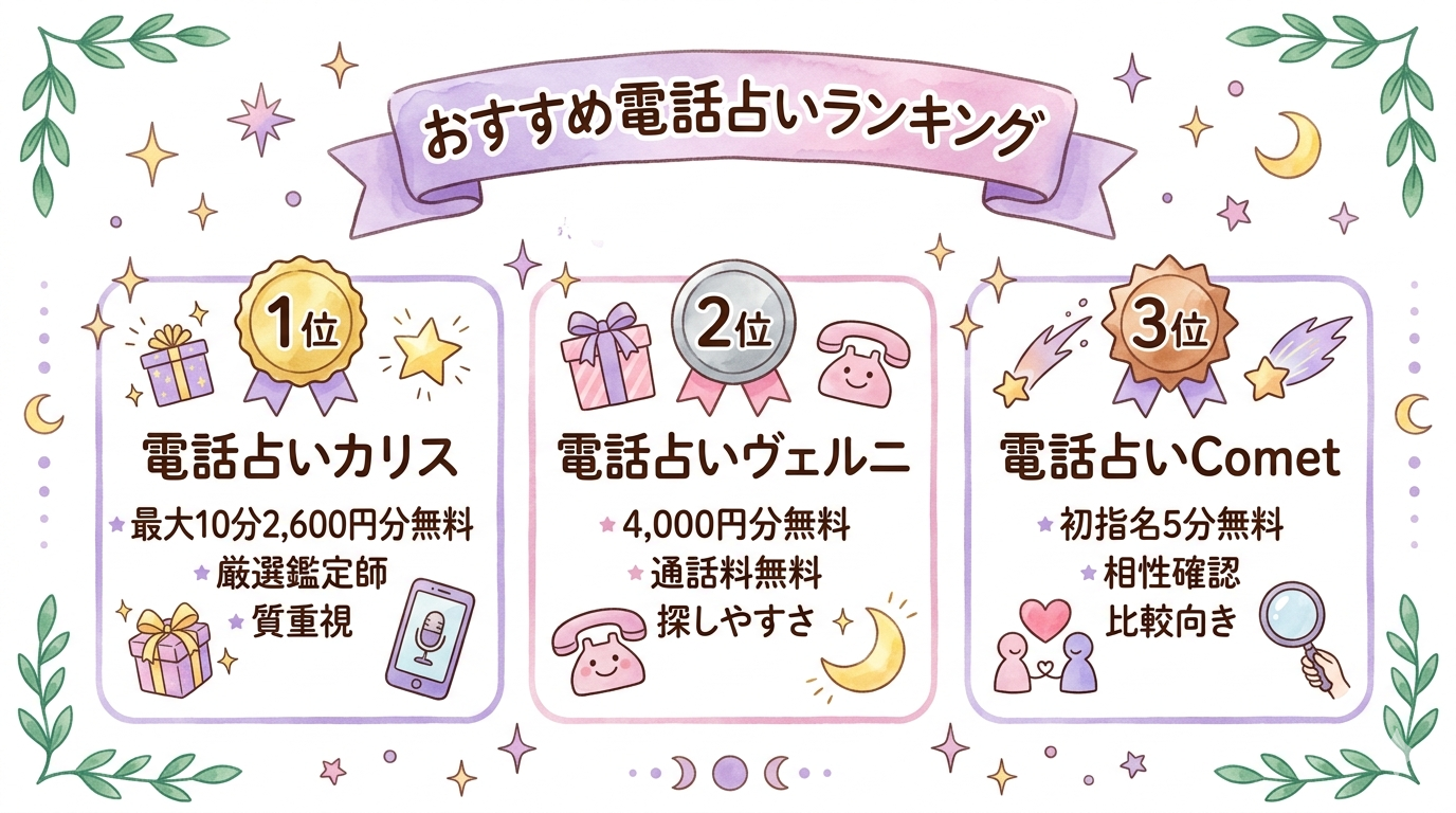 カリスと比較したい人向けの電話占いランキング