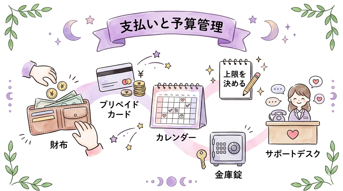 電話占いの支払いと料金トラブル回避のイラスト