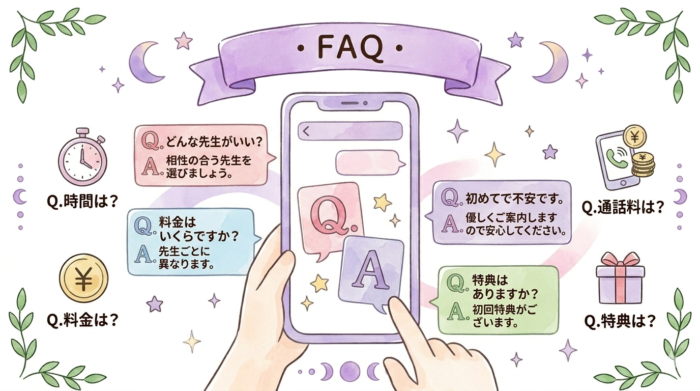 電話占い10分料金に関するFAQのイラスト