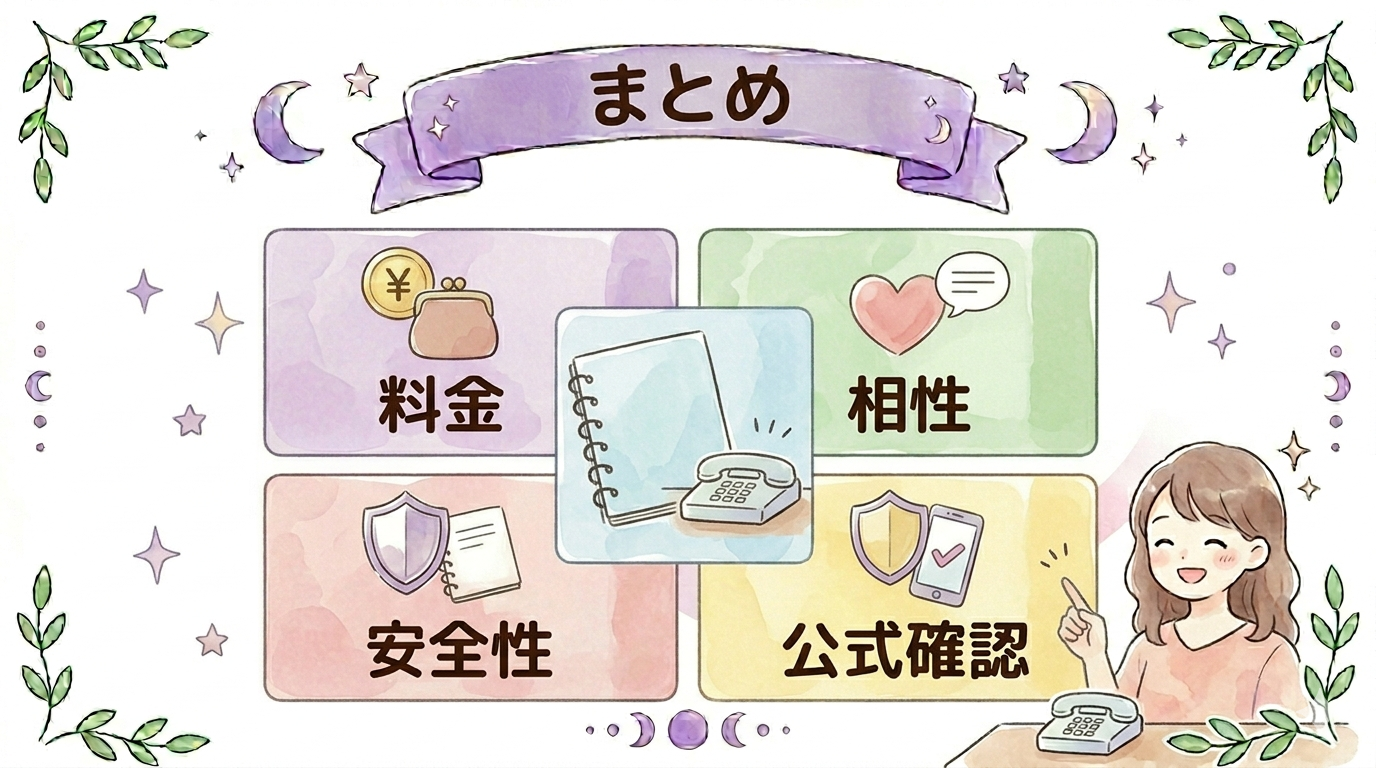 電話占いおすすめランキング2026のまとめを示すイラスト
