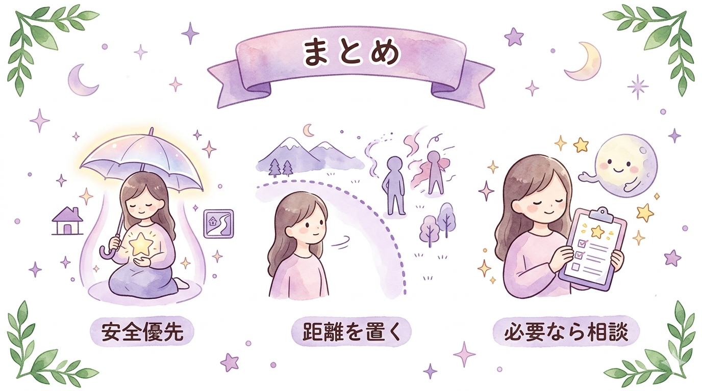 ツインレイが怖い・逃げたい時の要点をまとめたイラスト