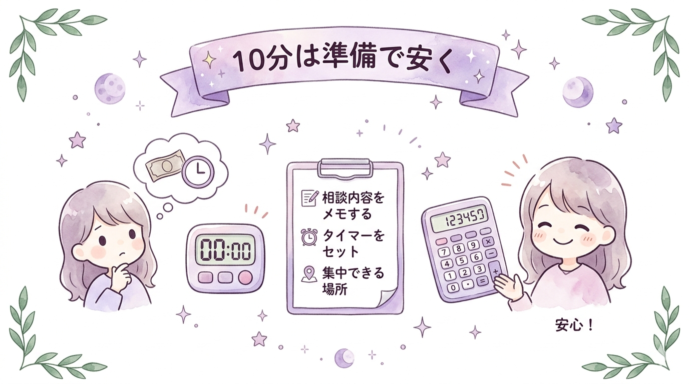 電話占い10分料金相場のまとめイラスト