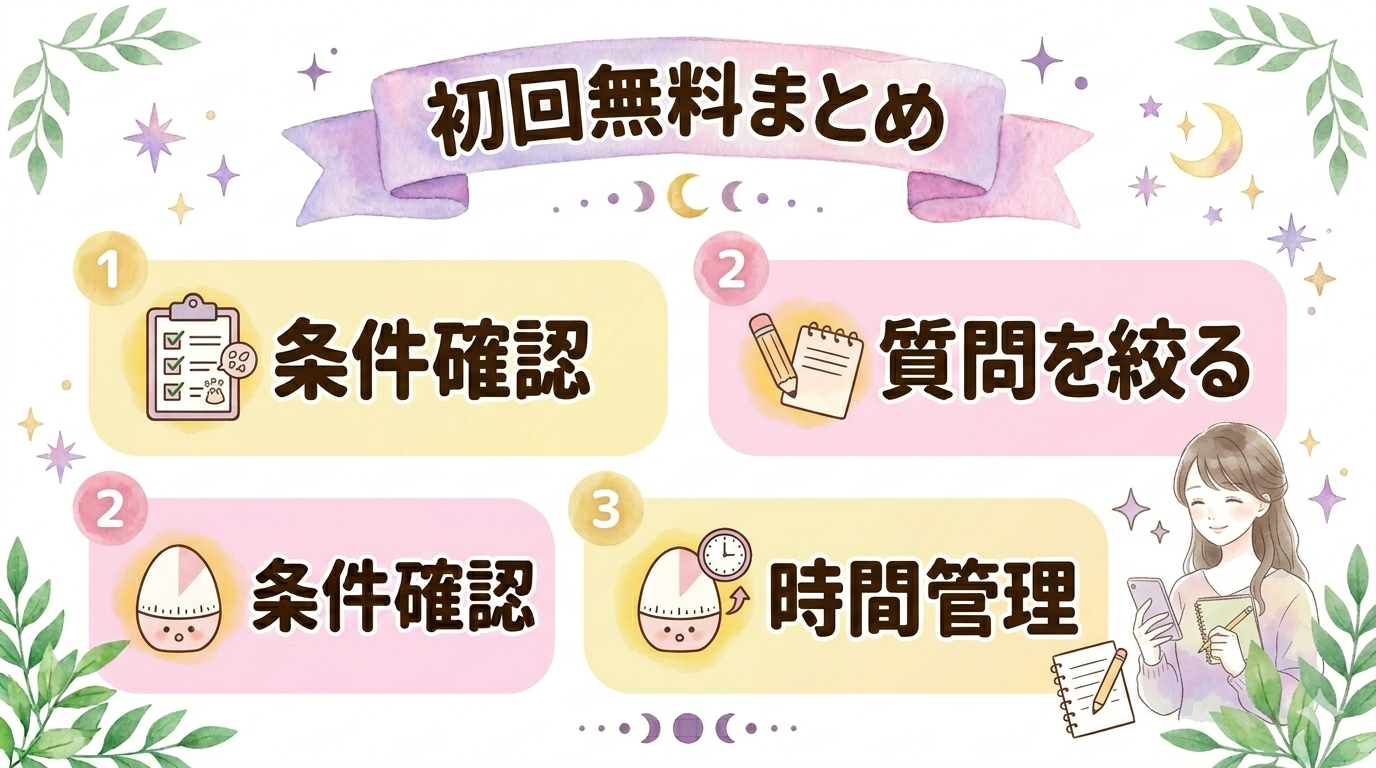 電話占い初回無料おすすめのまとめイラスト