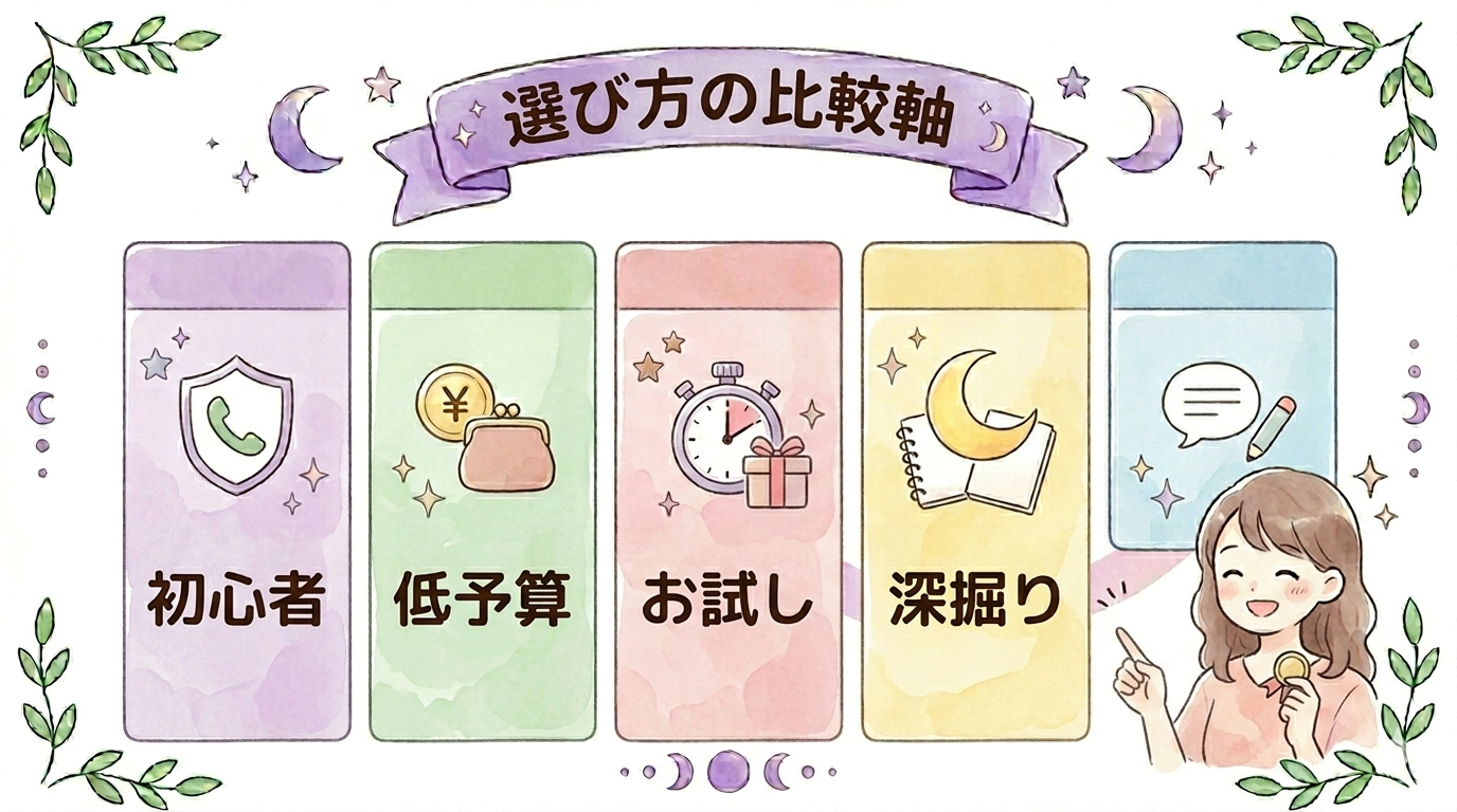 2026年の電話占いおすすめランキングを比較軸で選ぶイラスト