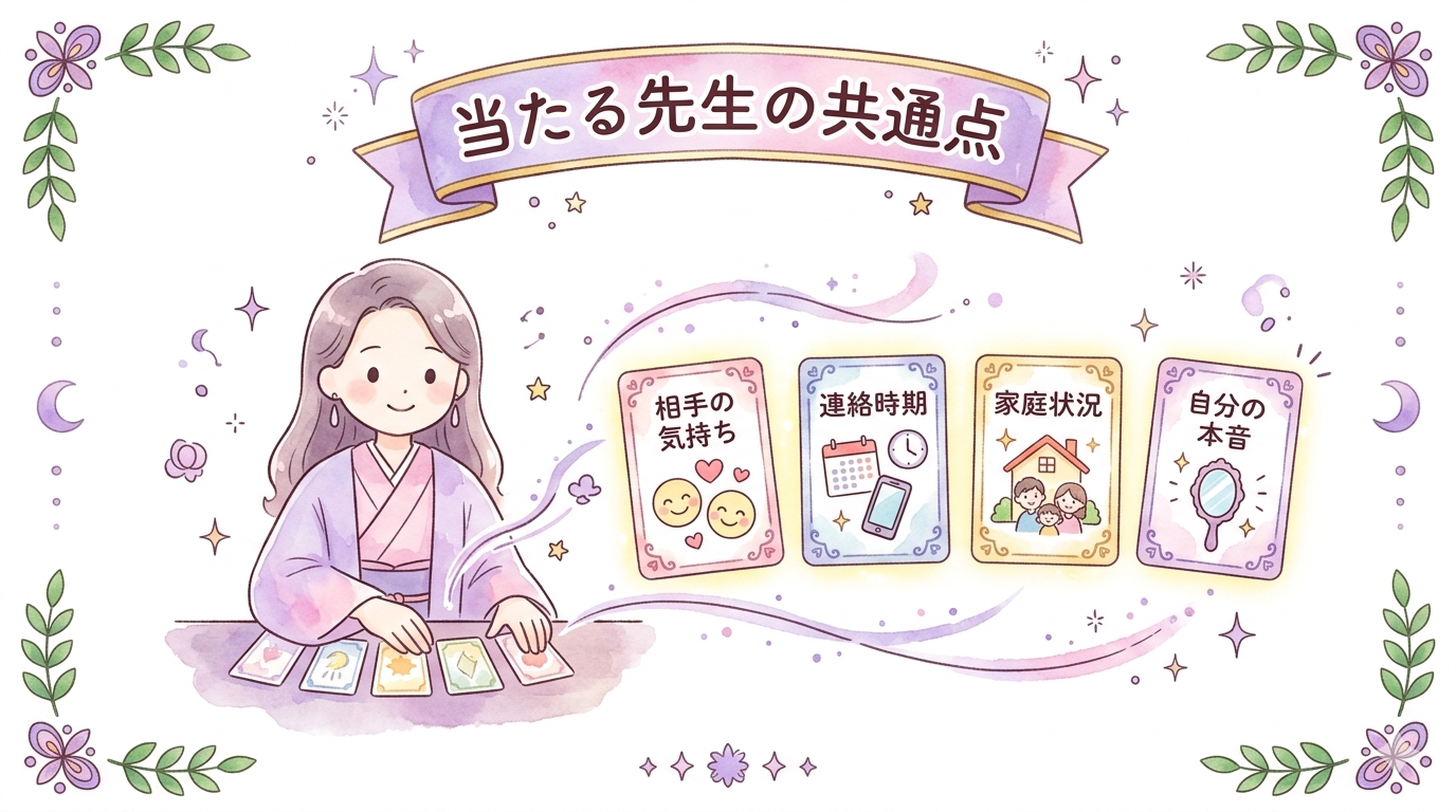 不倫相談で電話占いを比較する結論をまとめたイラスト