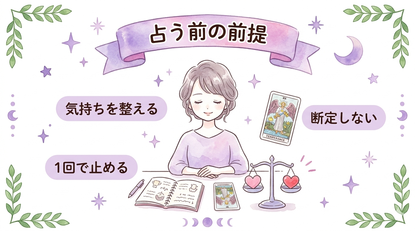 彼の気持ちを無料占いで見る前提を整理したイラスト