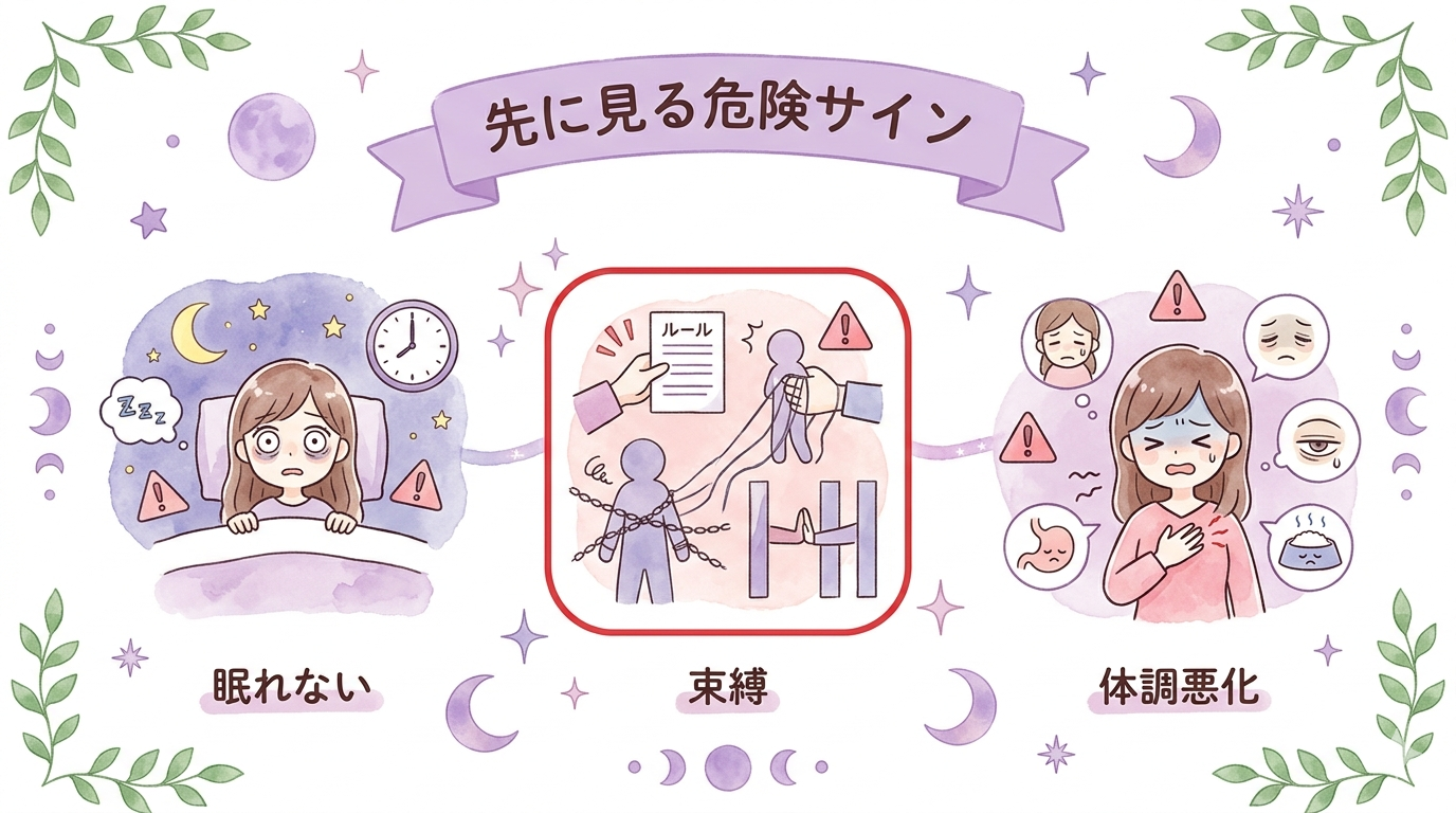 ツインレイが怖い時に先に確認したい危険サインを整理したイラスト