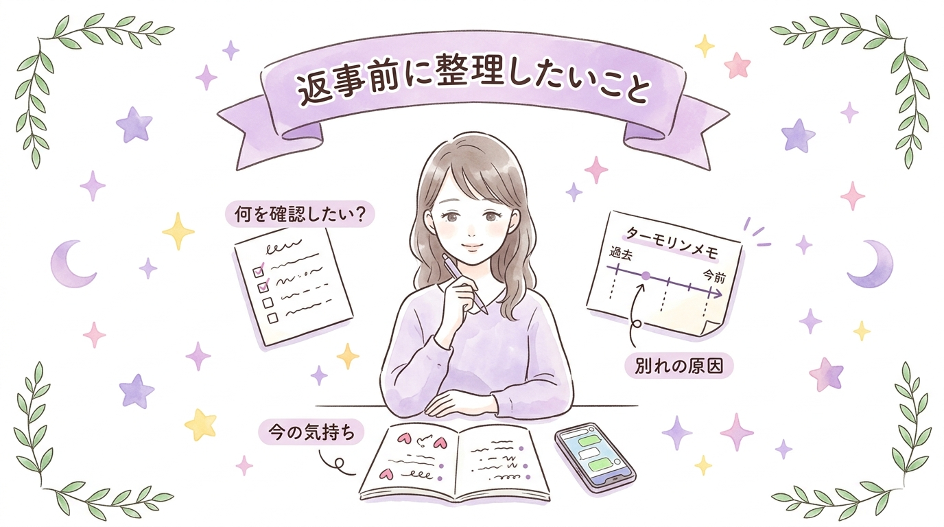 返事をする前に整理したいことをまとめたイラスト