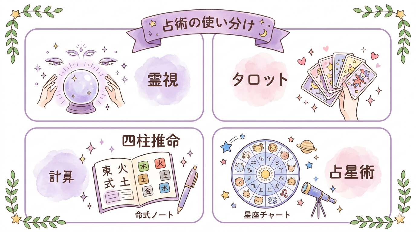 不倫相談の状況別に合う先生タイプをまとめたイラスト