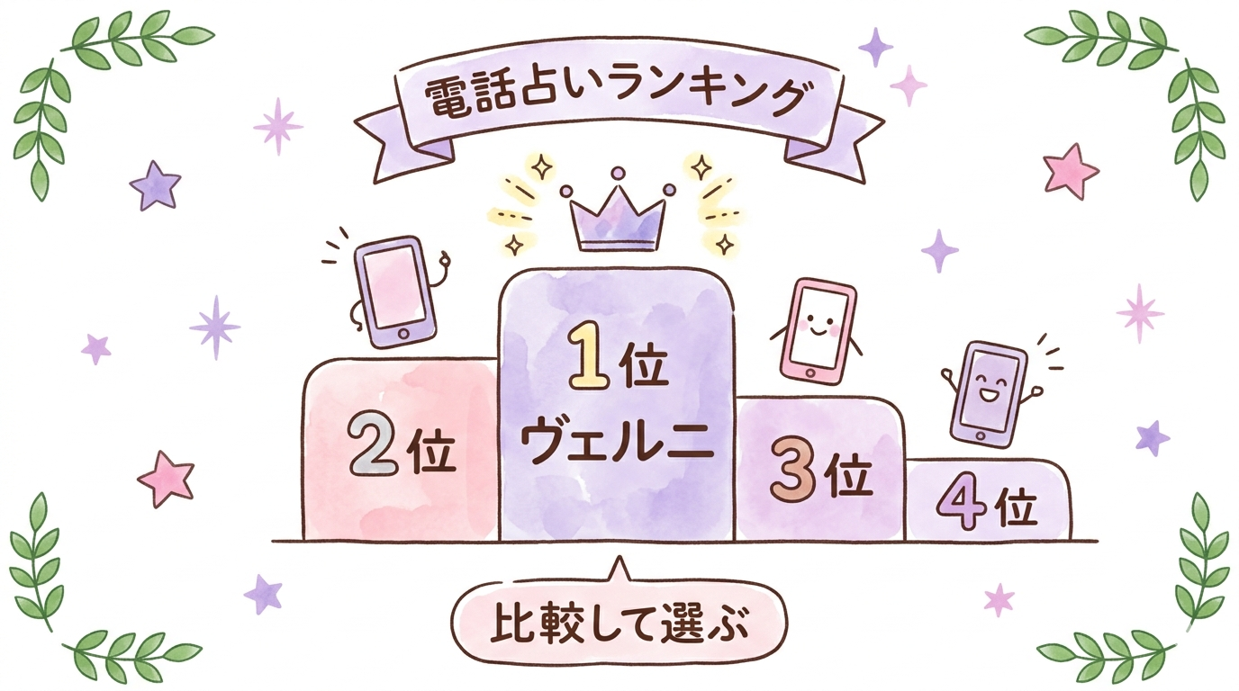 ヴェルニで占い師を探す流れを説明したイラスト