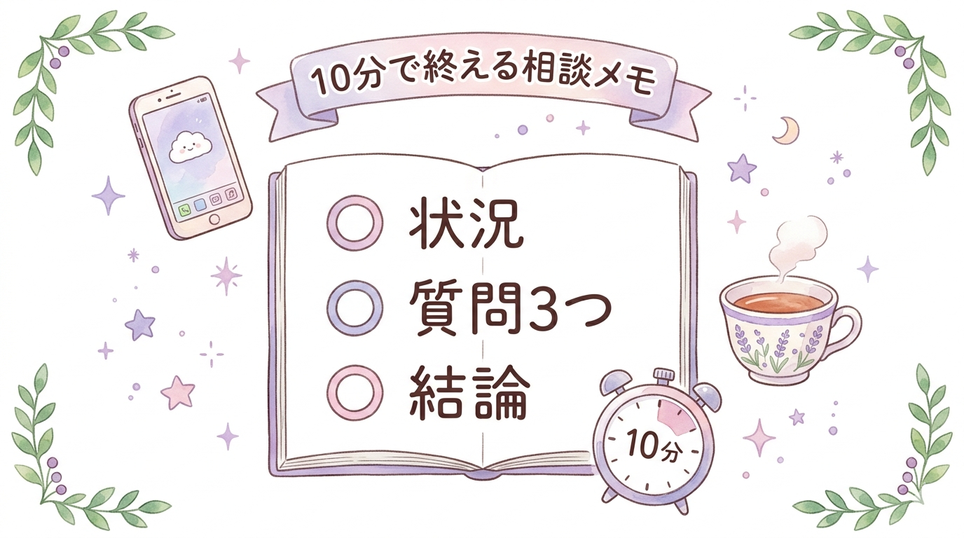 電話占い10分で終えるための相談前メモのイラスト