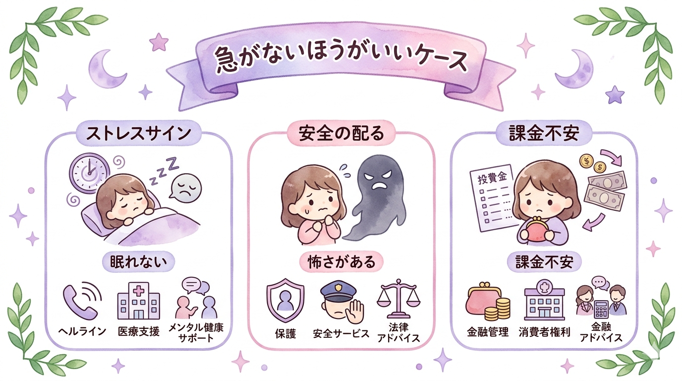 復縁相談で占いだけで急がないほうがいいケースを示したイラスト