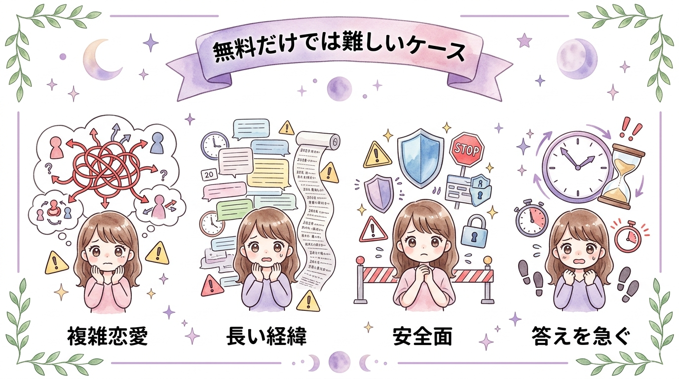 初回無料だけでは判断しにくいケースを示したイラスト
