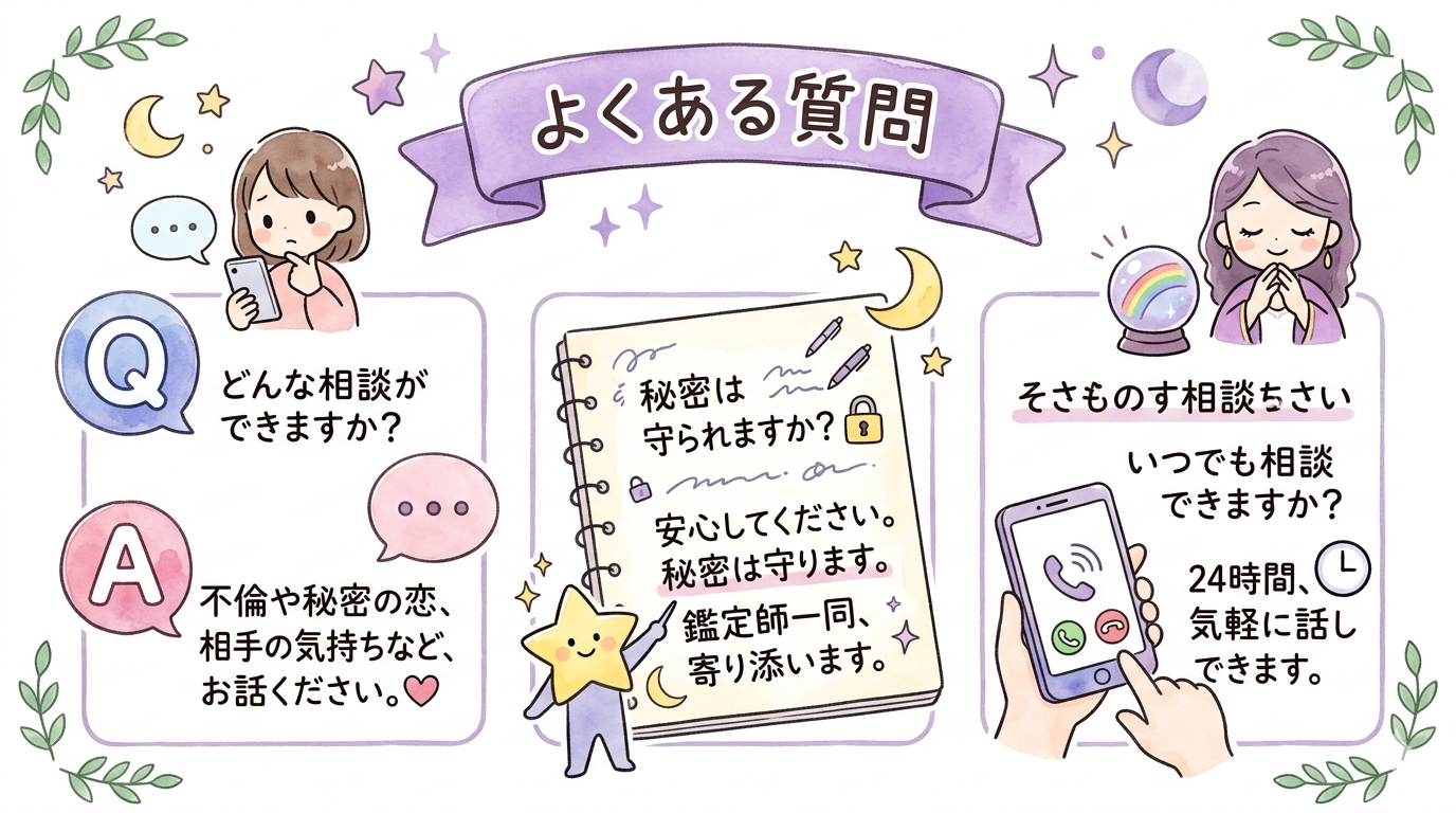 不倫電話占いの相談前メモと料金管理を示すイラスト