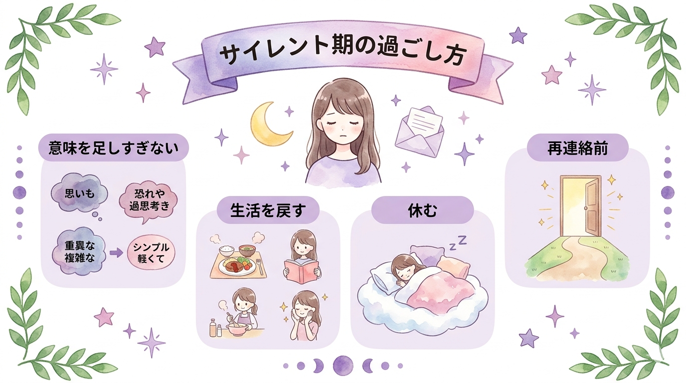 サイレント期間に波動を合わせたい時の過ごし方をまとめたイラスト