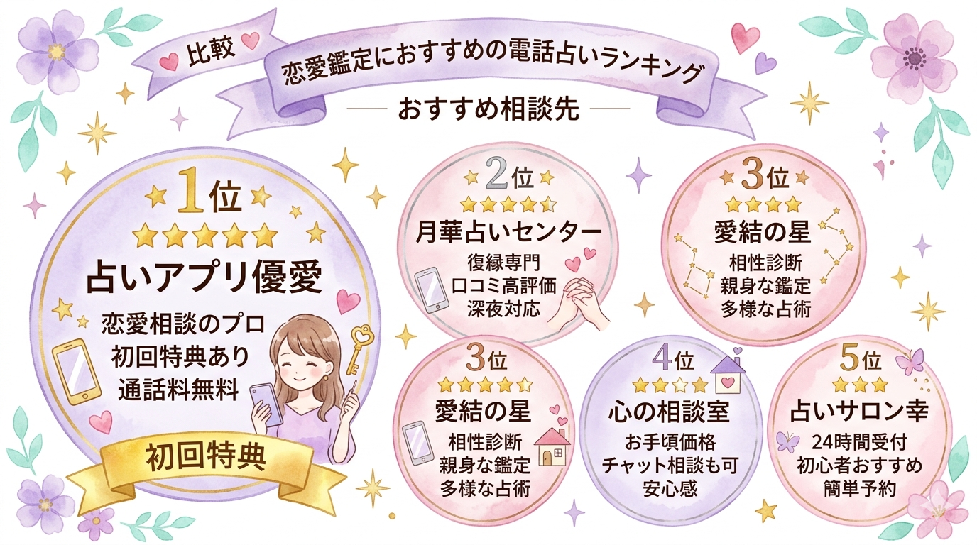 恋愛鑑定におすすめの電話占いランキング