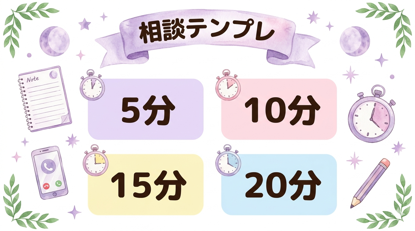 10分や15分で使える初回無料の相談テンプレートのイラスト