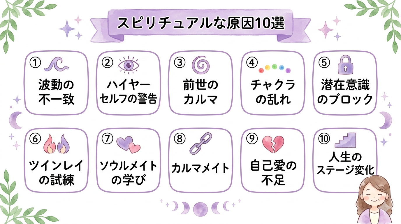 恋愛がうまくいかないスピリチュアルな原因10選の一覧
