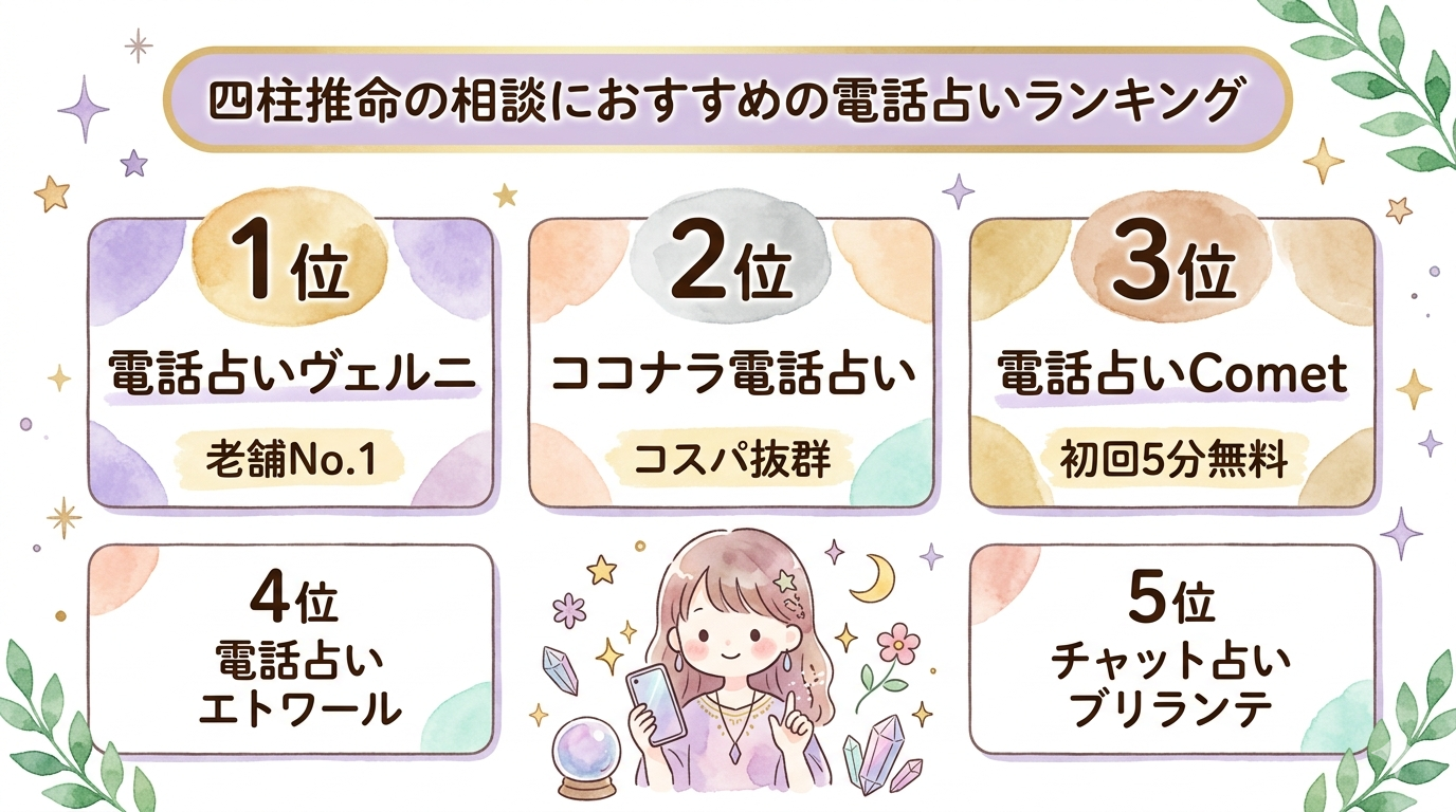四柱推命の相談におすすめの電話占いランキング
