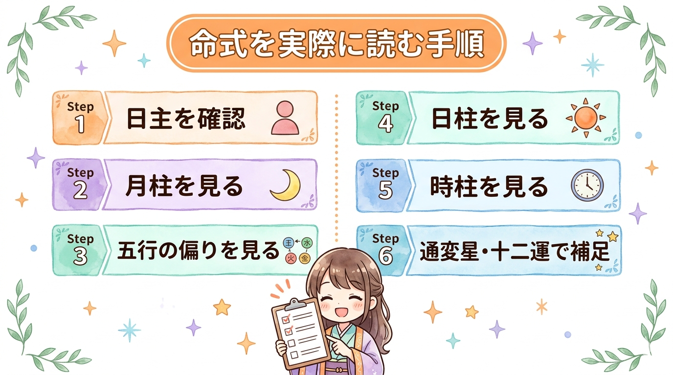 命式を実際に読む手順の図解