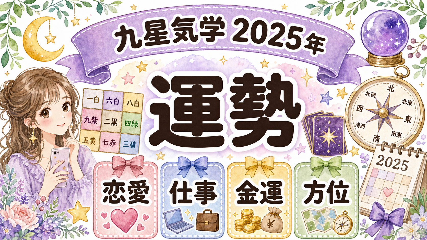 九星気学2025年の運勢｜本命星別の恋愛・仕事・金運と開運アクション