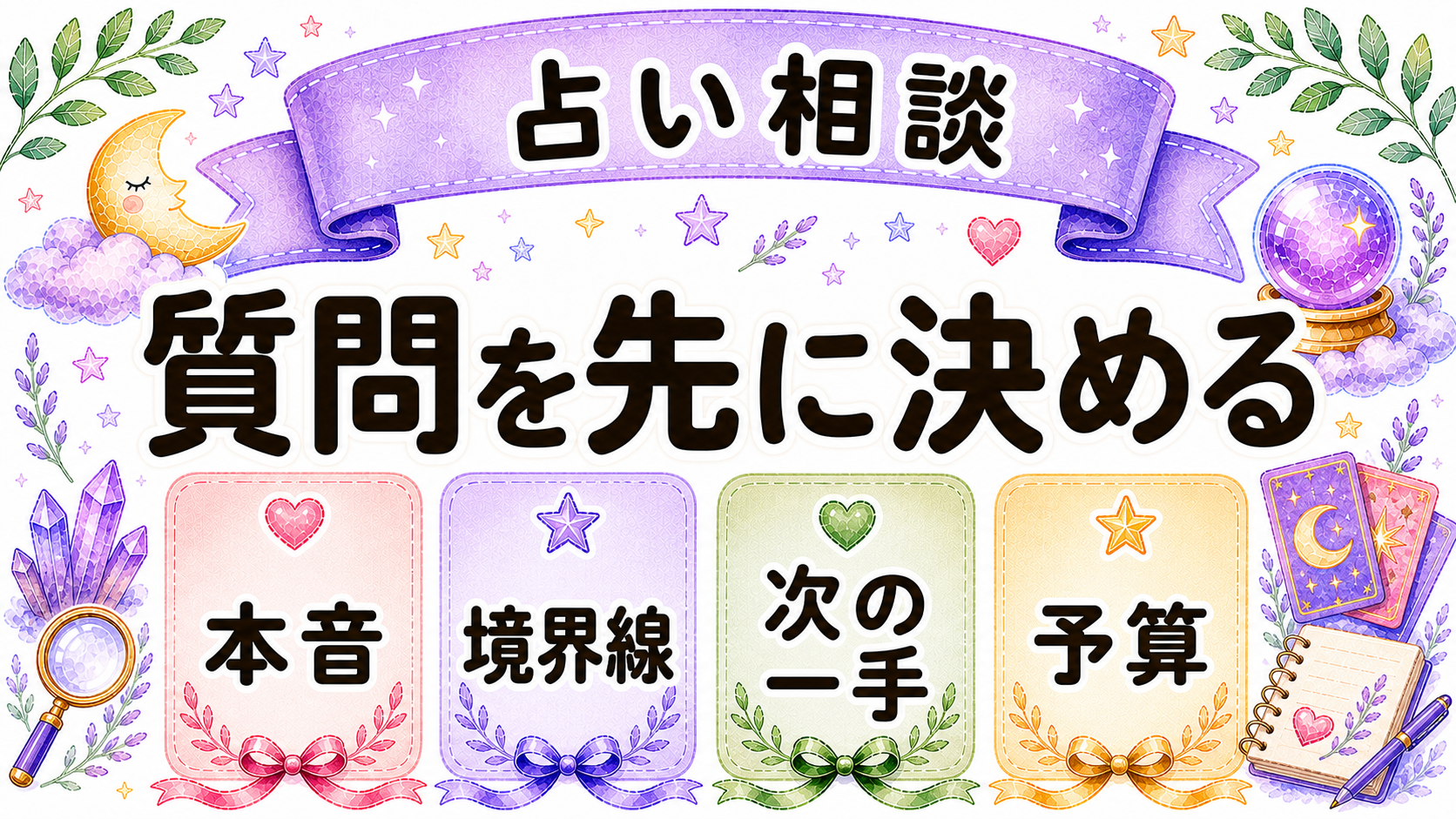 既婚のツインレイ相手について占いで聞く質問を示す水彩イラスト