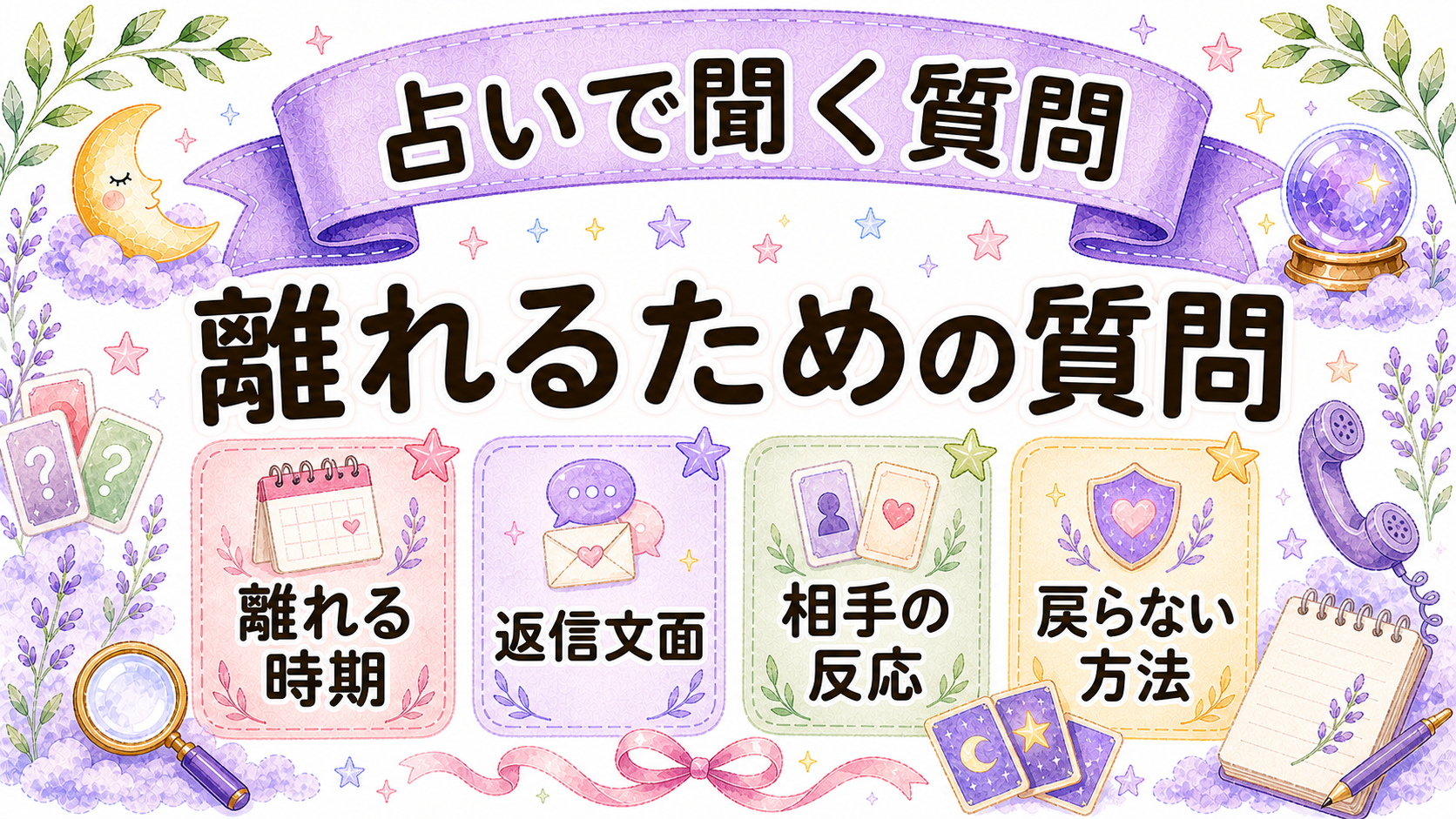 既婚男性を諦めたい時に占いで聞く質問を示すイラスト