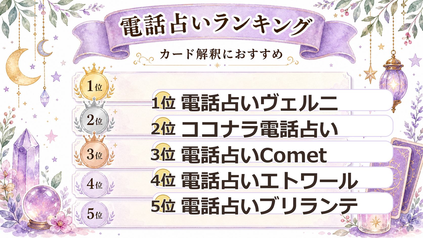 カードリーディングを相談しやすい電話占いランキング