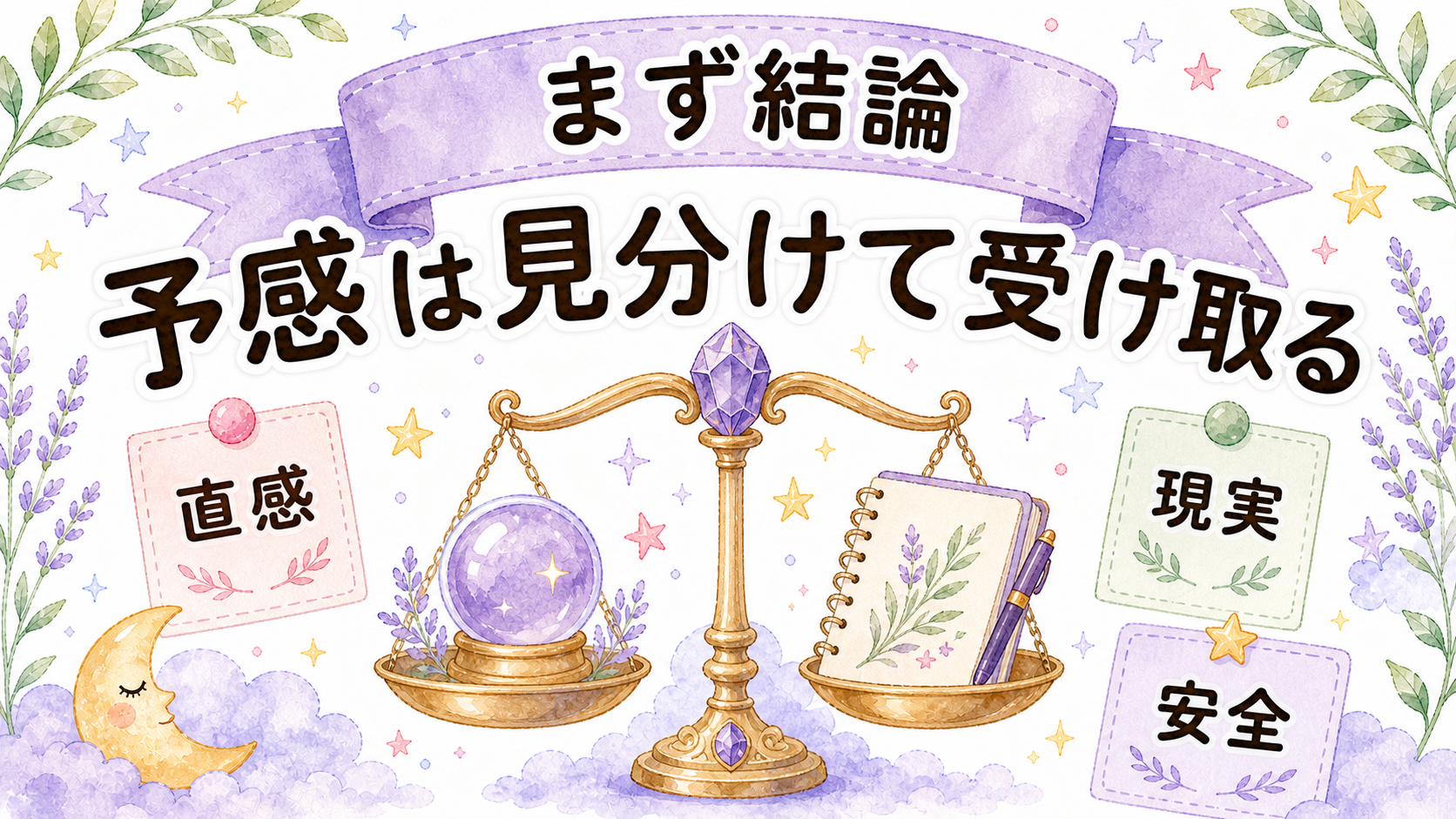 ツインレイに出会う前の予感を直感と現実に分けて整理するイラスト
