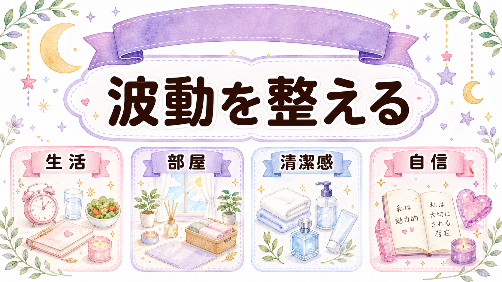 彼女を作る前に波動や清潔感を整えるポイントを示すイラスト