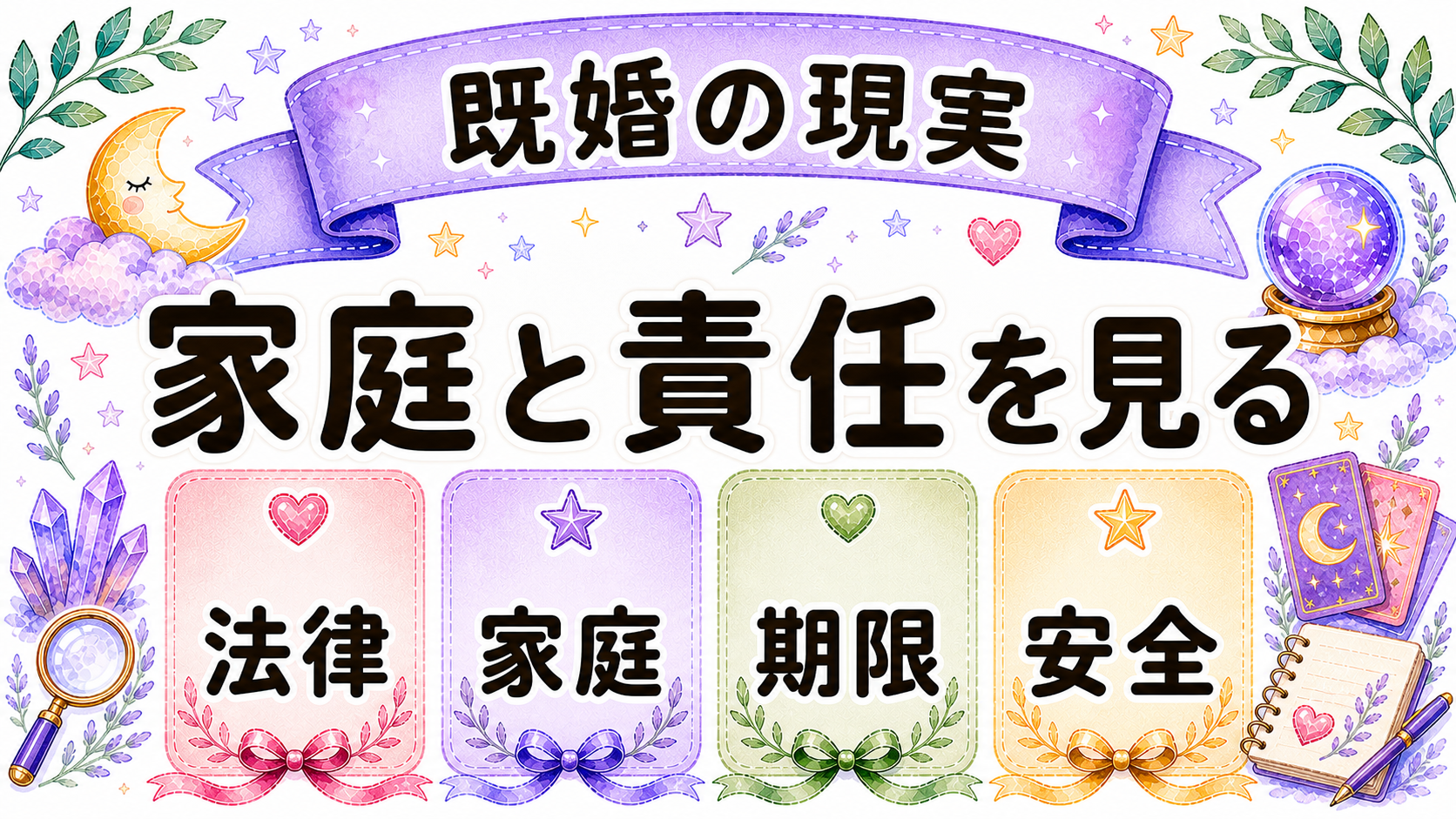 不倫を正当化しないための現実チェックをまとめた水彩イラスト