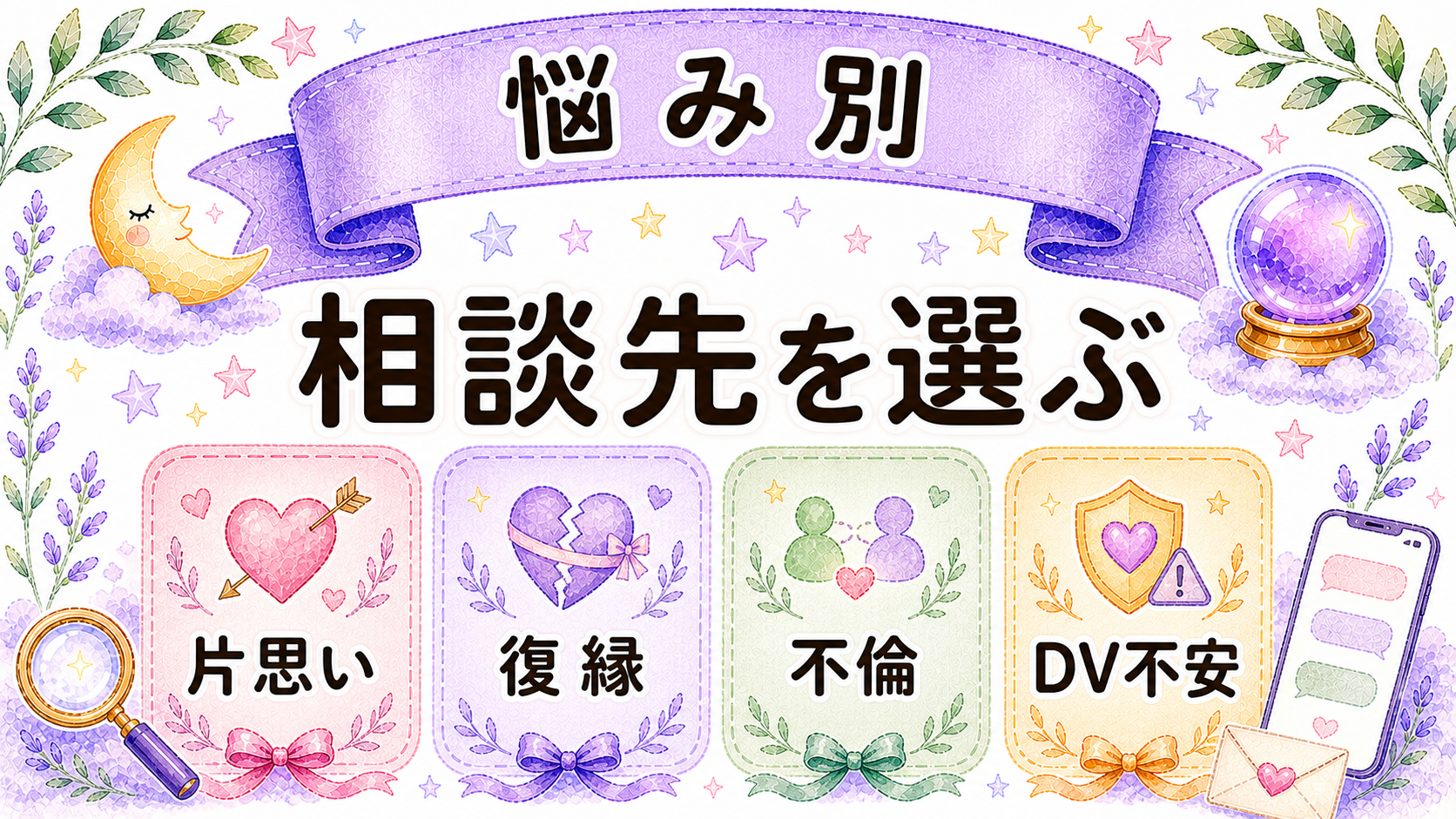 恋愛の悩み別に相談先を選ぶ