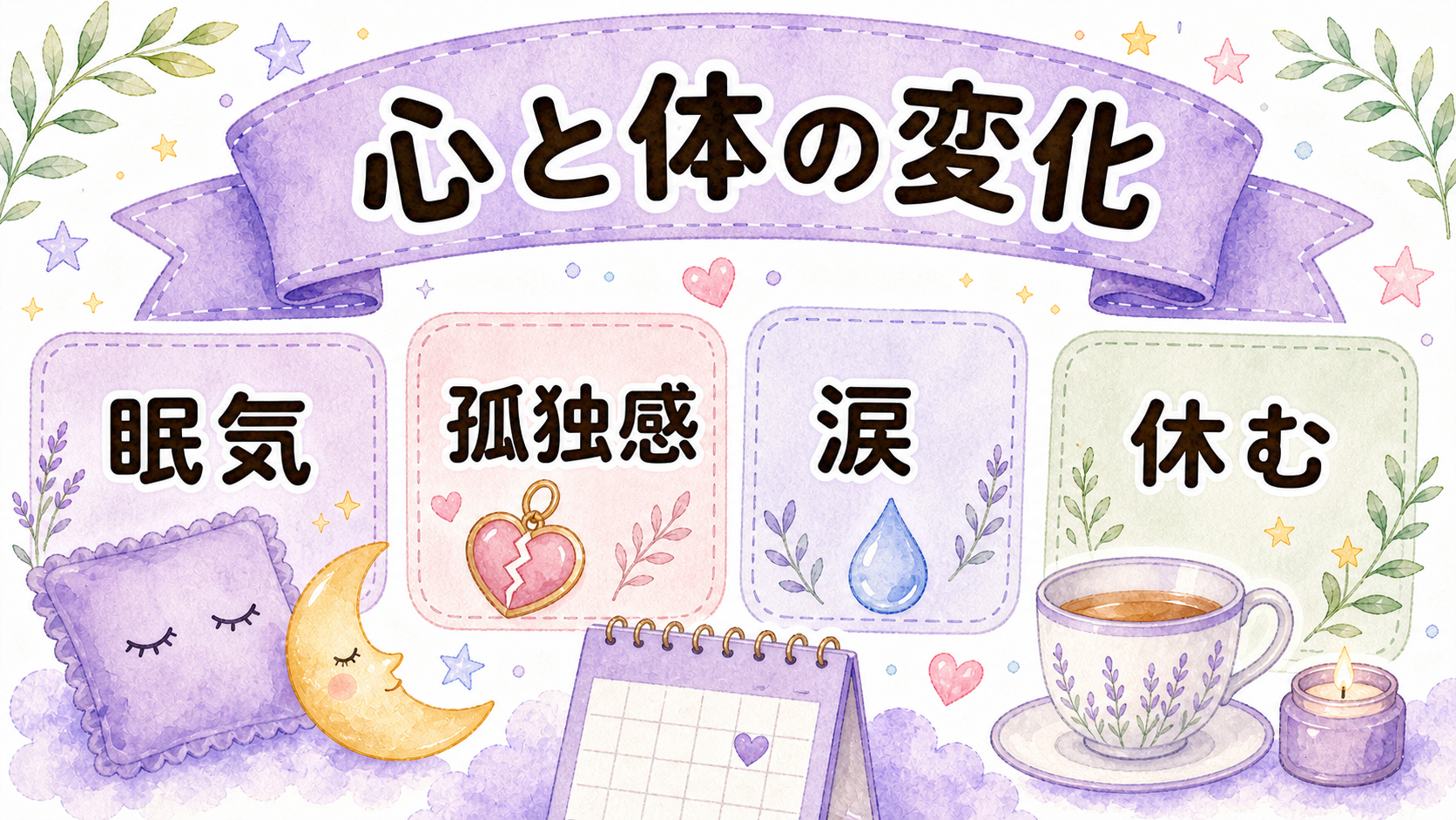 ツインレイに出会う前の感情や体調変化に注意するイラスト
