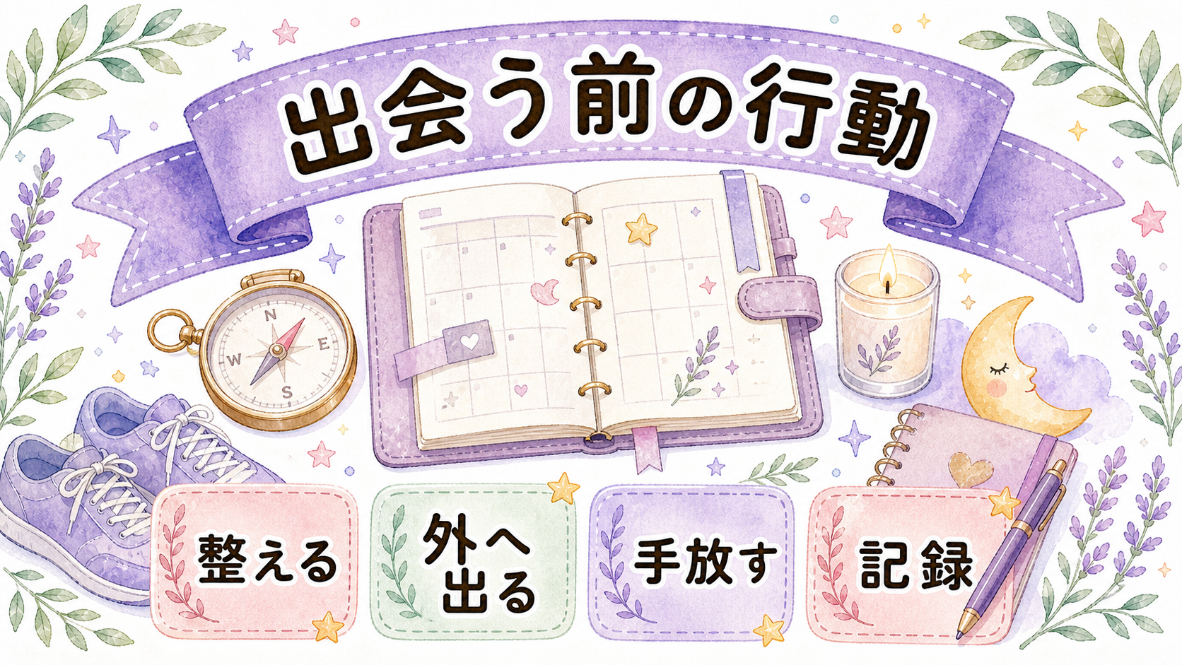 ツインレイに出会う前の行動を整理したイラスト