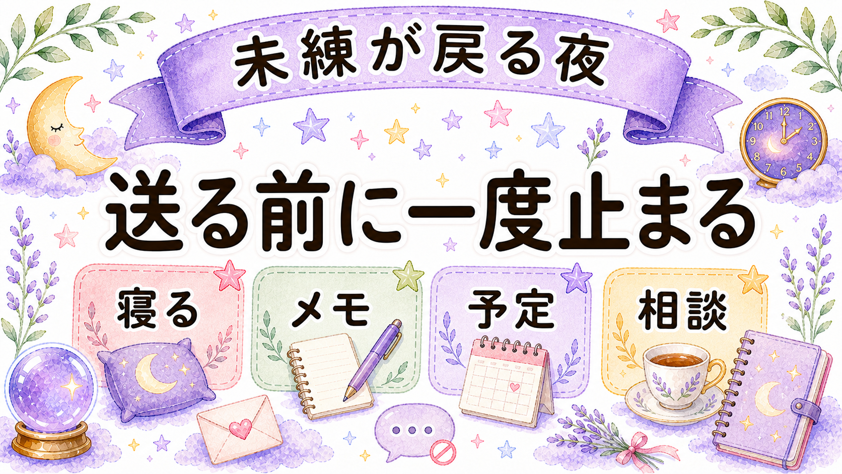 未練が戻る夜の対処法を示すイラスト