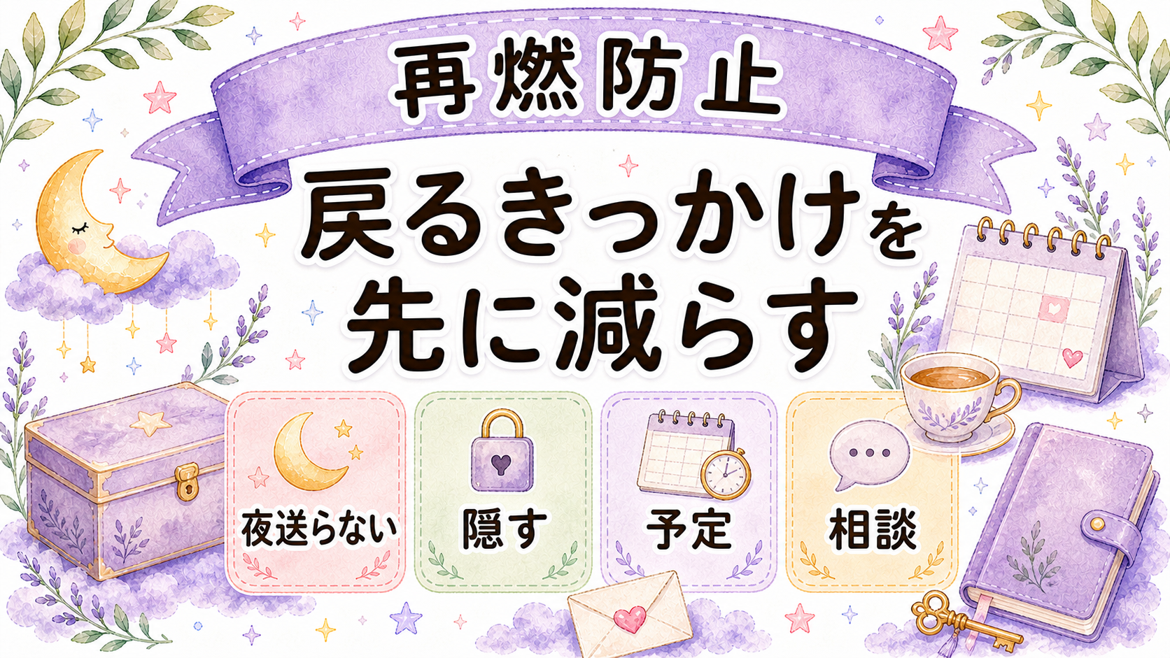 不倫を終わらせた後に戻らない工夫のイラスト