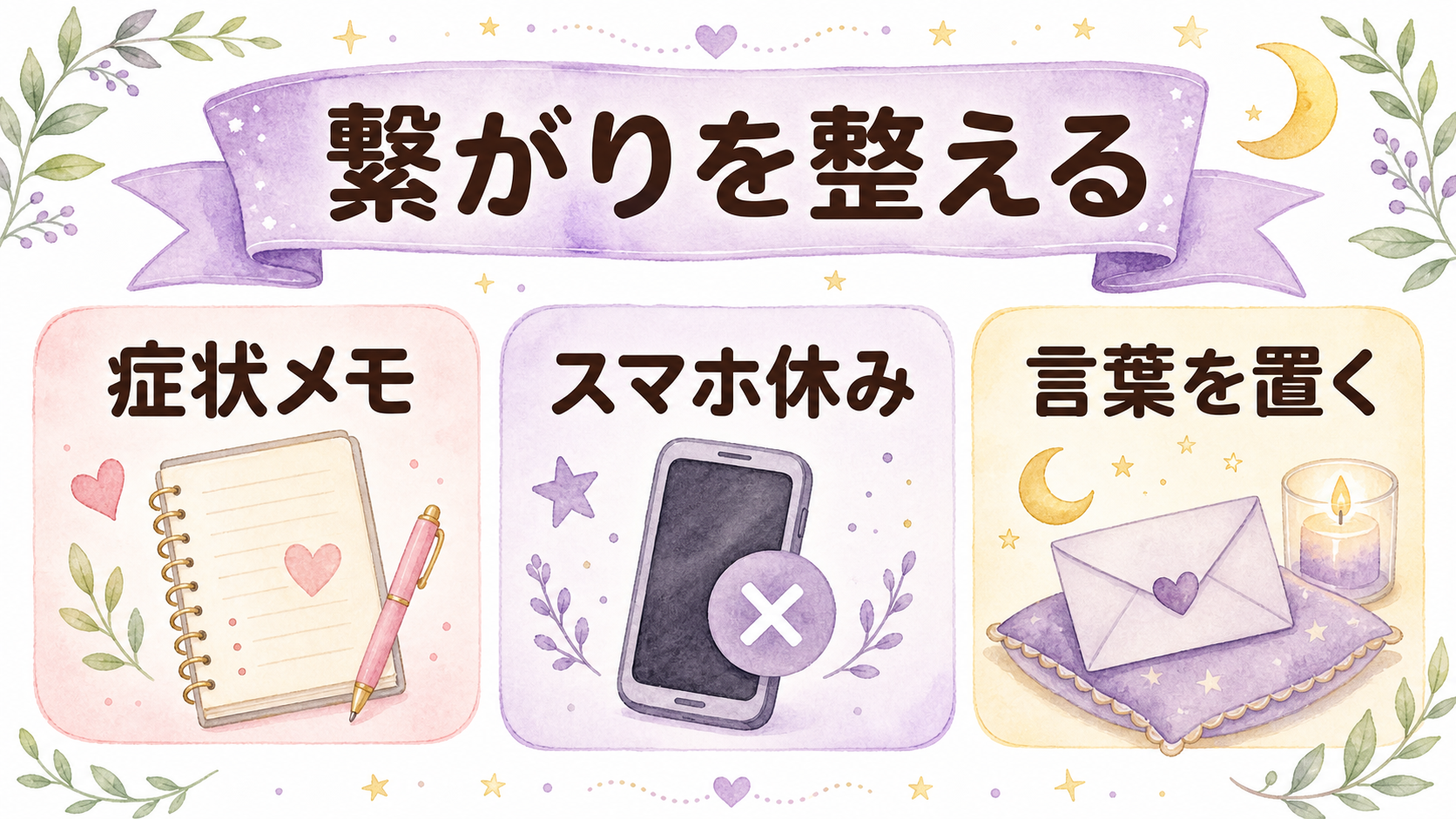 ツインレイの繋がりを整えるセルフワークを示すイラスト
