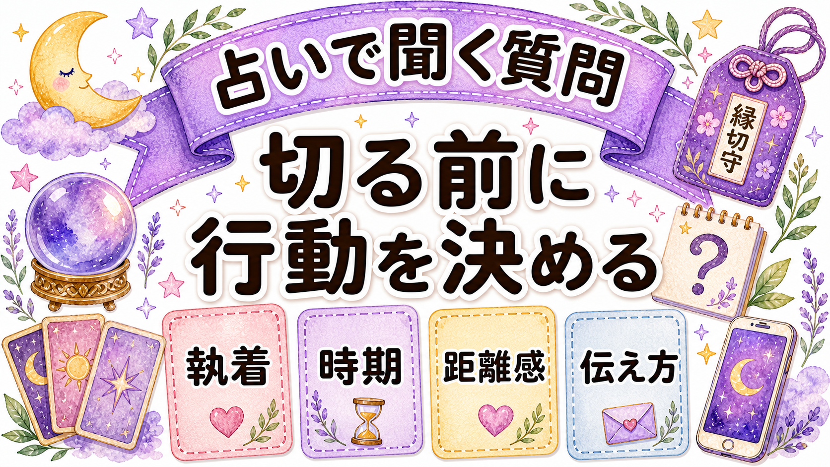 縁切り前に占いで聞く質問を示すイラスト