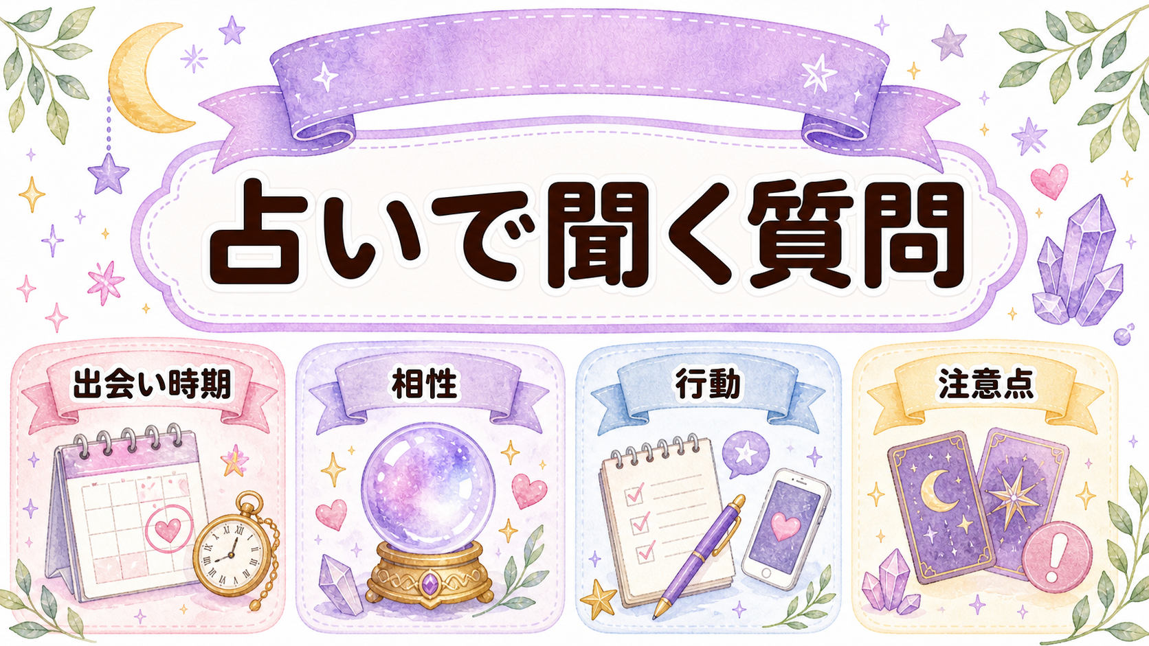 彼女を作りたい時に占いで聞く質問を示すイラスト
